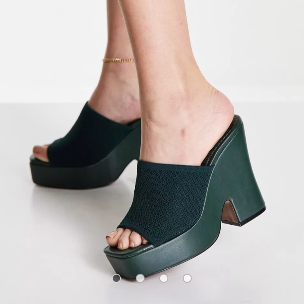ASOS DESIGN Nolan flared platform high heeled mules size 6) (#3)